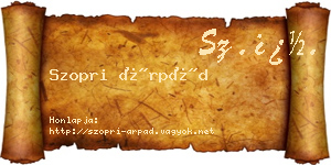 Szopri Árpád névjegykártya
